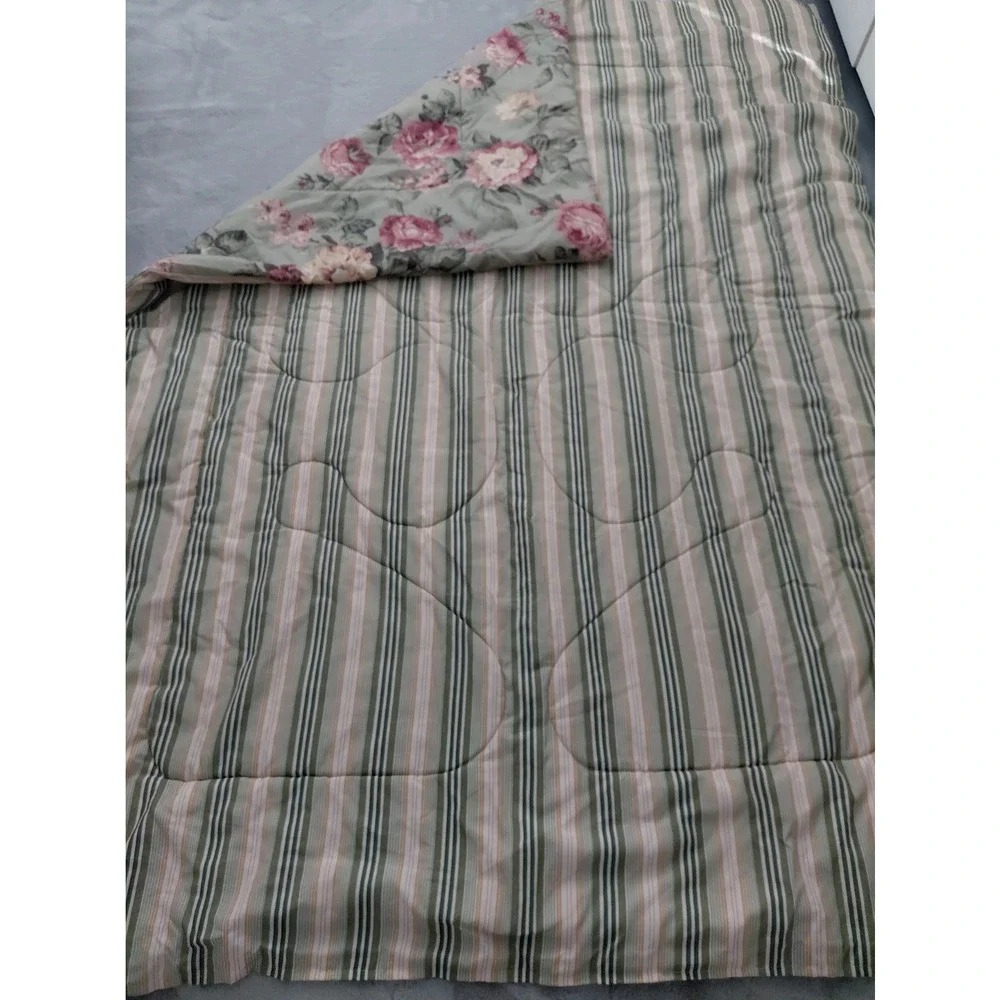 VTG Dan River Comforter + Sham TWIN Set Green Shabby Cottage Grandma NEW Floral